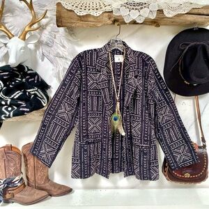 Aztec boho fall blazer/cover up w zen Thai monochromatic vibe